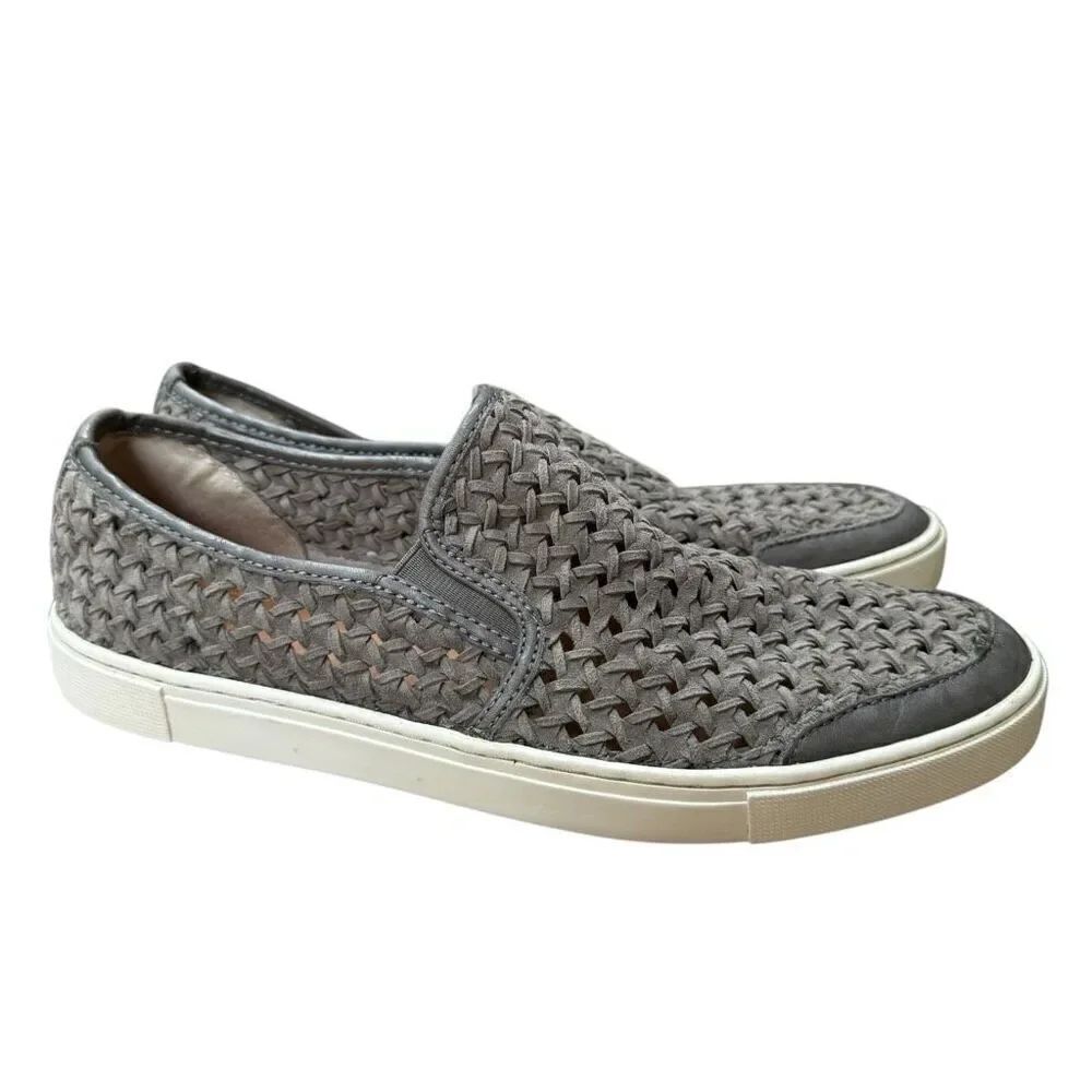FRYE Gemma Slip On Woven Sneaker Leather Gray Womens US 11